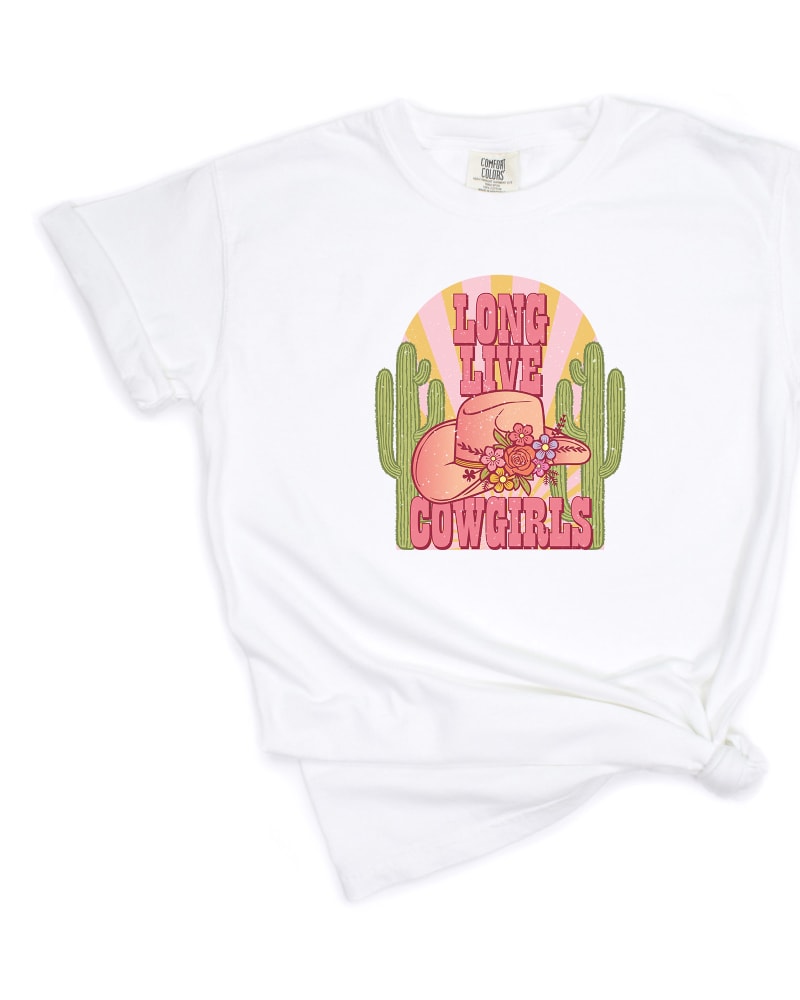 Front of a size 3XL Long Live Cowgirls Cactus Garment Dyed Tee in White by Simply Sage Market. | dia_product_style_image_id:295488